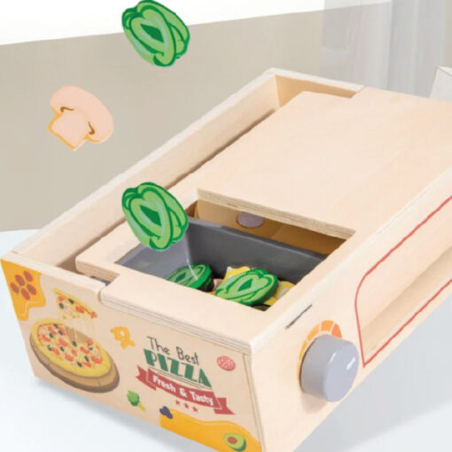 Baby Toys Wooden Pizza Making Play Set with Sound Effects & Recipe Cards - Image 3