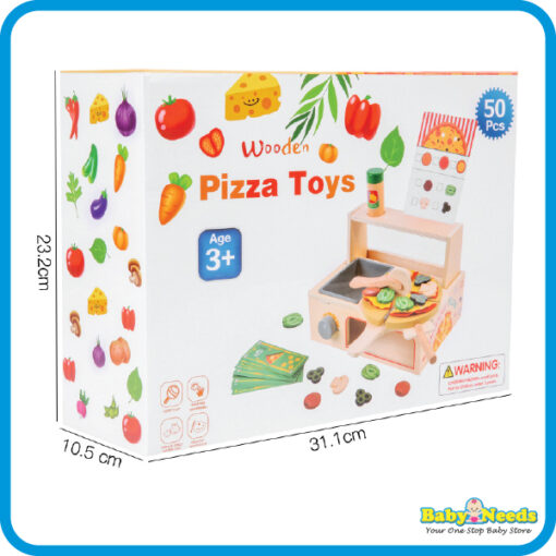 Baby Toys Wooden Pizza Making Play Set with Sound Effects & Recipe Cards - Image 8