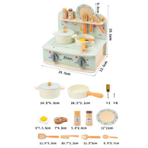 Baby Toys Premium Wooden Kitchen Play Set With Sound Effect - Image 6