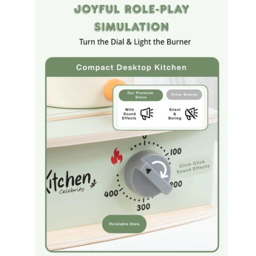 Baby Toys Premium Wooden Kitchen Play Set With Sound Effect - Image 3