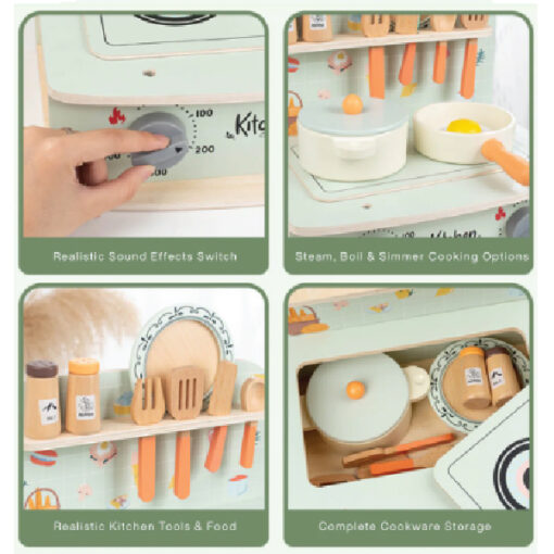 Baby Toys Premium Wooden Kitchen Play Set With Sound Effect - Image 5