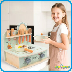 Baby Toys Premium Wooden Kitchen Play Set With Sound Effect