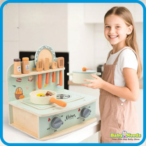 Baby Toys Premium Wooden Kitchen Play Set With Sound Effect