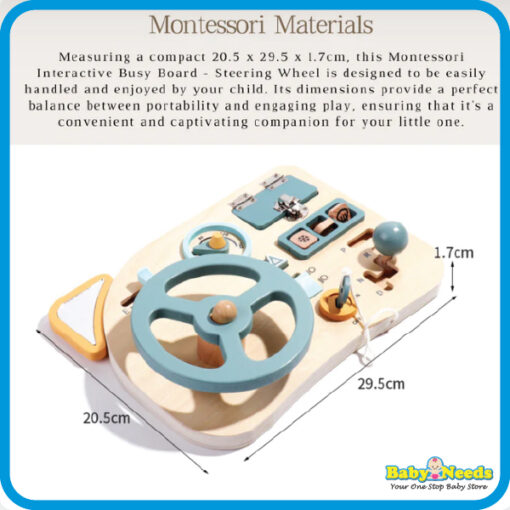 Baby Toys Montessori Interactive Busy Board - Wooden Steering Wheel - Image 2