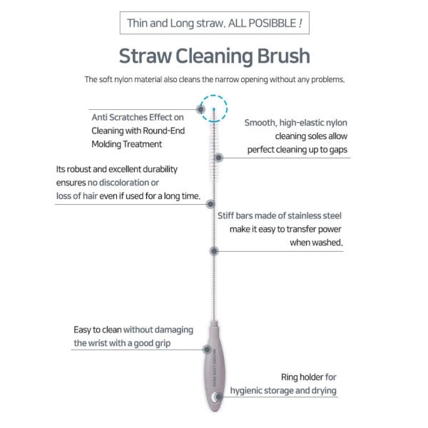 Nature Love Mere Baby Bottle Silicone Brush/ Nipple Brush/ Straw Brush - Image 4