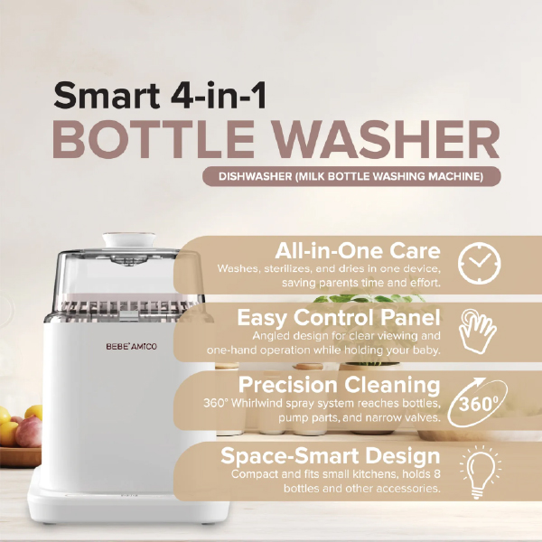 Bebe Amico Smart 4-in-1 Baby Bottle Washer (Milk Bottle Washing Machine) - Image 7