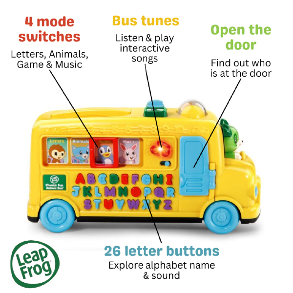 LeapFrog Phonics Fun Animal Bus Learn Alphabet Names & Sounds - Image 4